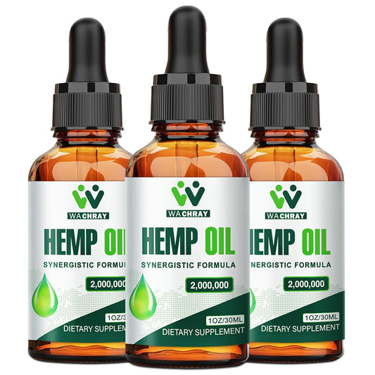 (3 Pack) Hemp Oil Drops – Pain Relief, Skin & Anxiety | 2,000,000 Max Strength, CO2 Extraction, Organic, Vegan