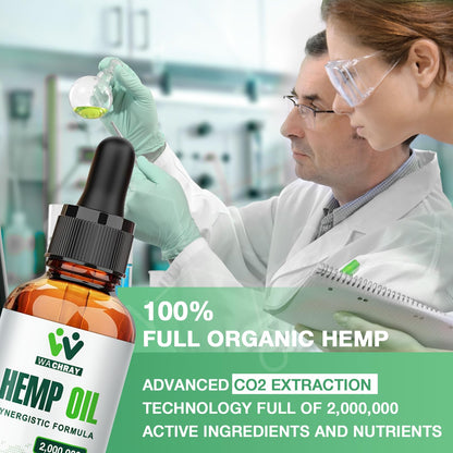 (3 Pack) Hemp Oil Drops – Pain Relief, Skin & Anxiety | 2,000,000 Max Strength, CO2 Extraction, Organic, Vegan