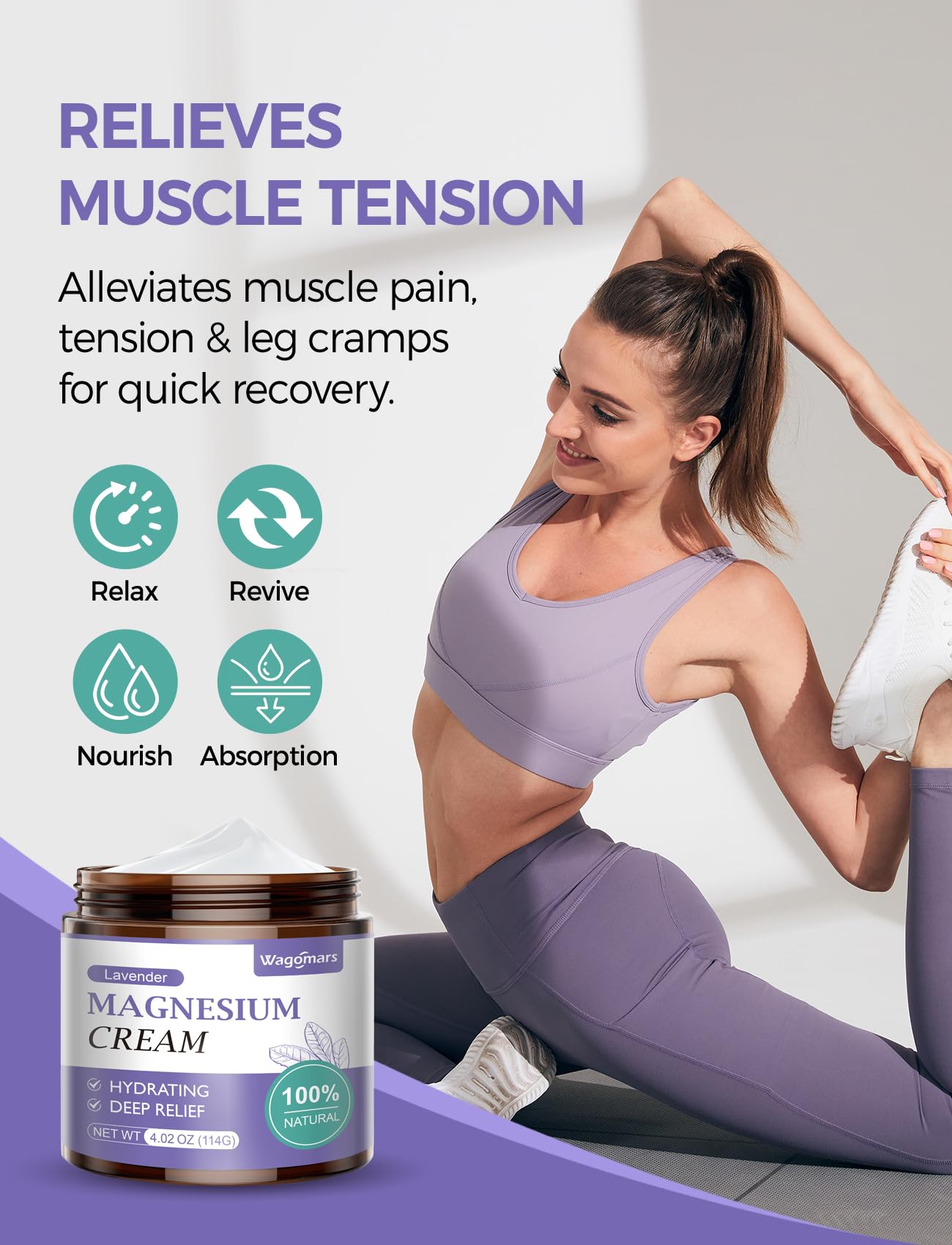 Wagomars Magnesium Cream for Sleep – Lavender Topical Magnesium Lotion for Pain & Relaxation
