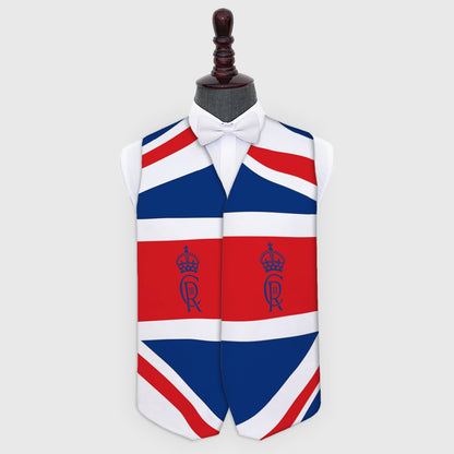 King Charles Coronation - GB Flag - Novelty Costume Fancy Dress Waistcoat ( 4 sizes available )