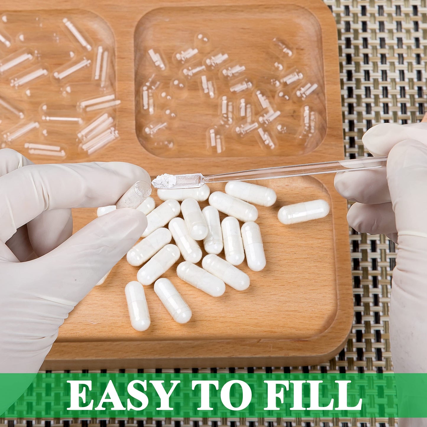 Wananfu Size 000 Vegetarian Empty Capsules (1000 Count) Bundle with Micro Spoon