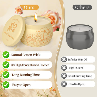 WarmEmbrace 8-Piece Scented Candle Set – Soy Wax, 200-240h Burn Time, Lavender, Vanilla, Rose & Sandalwood, Jasmine