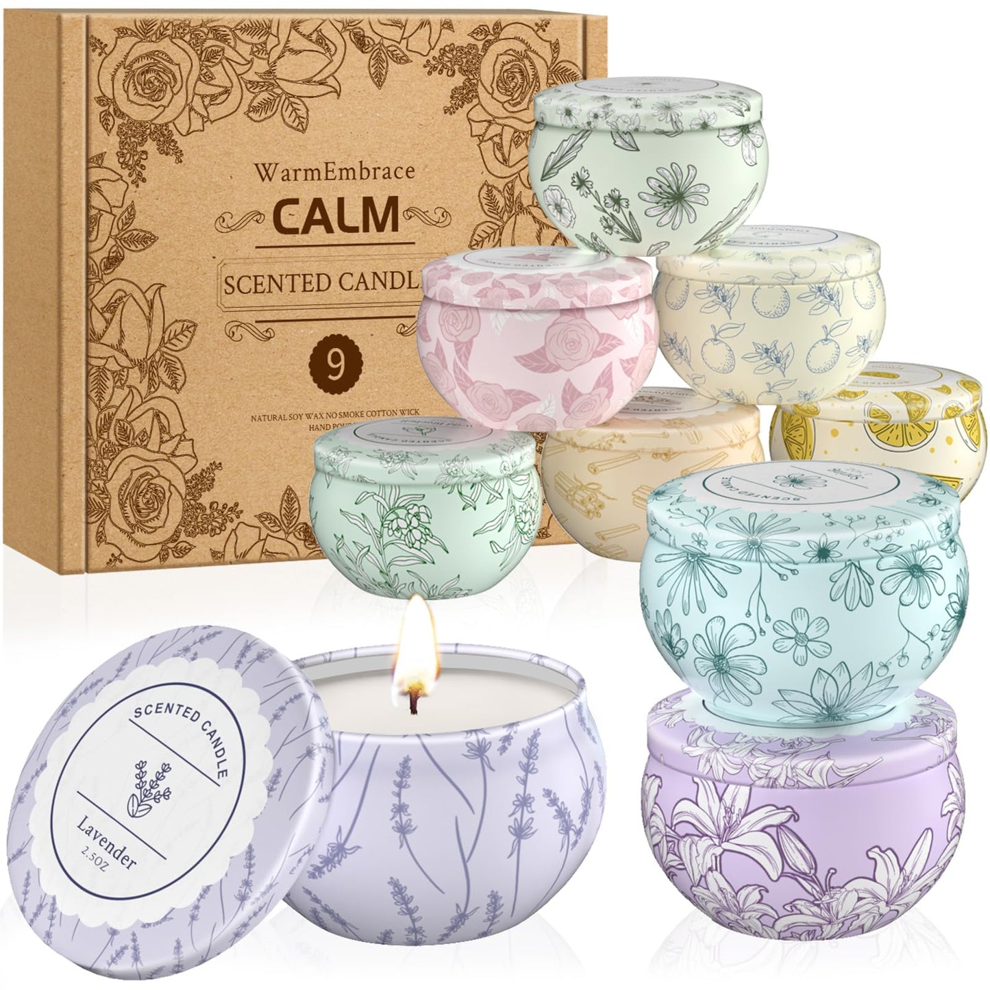 WarmEmbrace Scented Candles – 9-Piece Gift Set, Long-Lasting