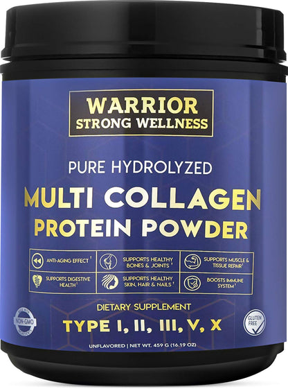 Warrior Strong Wellness Multi Collagen Powder - Unflavored Hydrolyzed Collagen