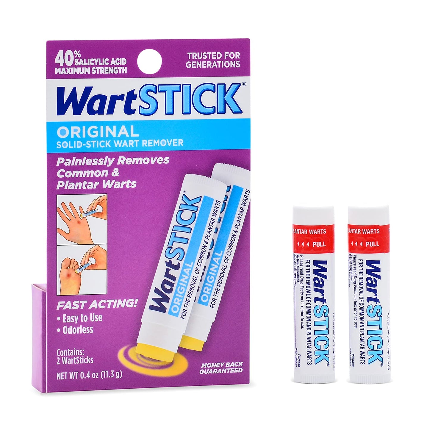 WartStick Maximum Strength Salicylic Acid Solid-Stick Wart Remover 2 Pack – 0.4 oz
