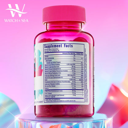 Watch & Sea Flourishing Hair Gummies – Biotin, Marine Collagen, Passion Fruit (60 Gummies)