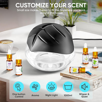 Water Based Aroma Diffuser for Home/Office with LED Night Light - Black