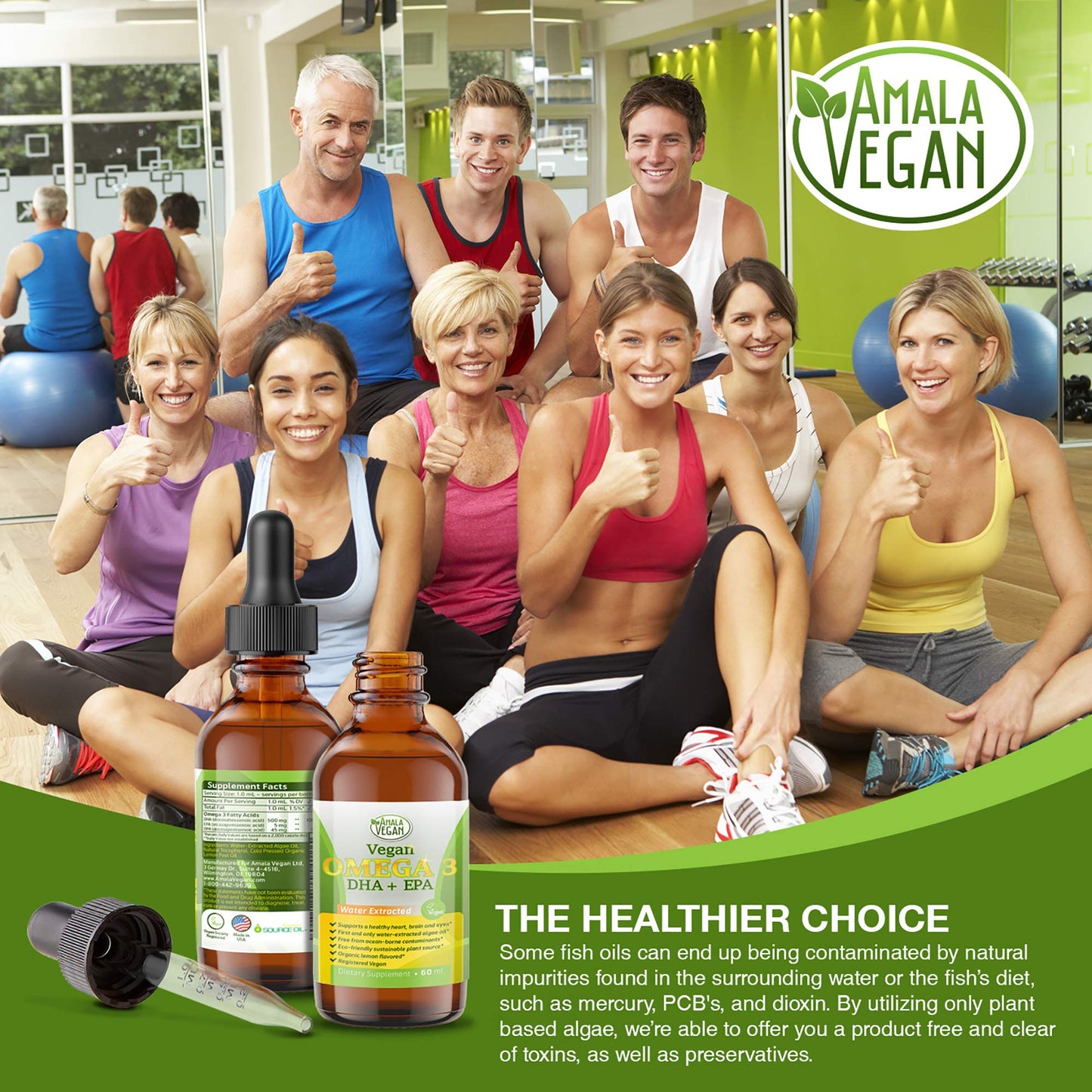 Potent & Organic Vegan Omega-3 Liquid Supplement – Algae DHA/EPA