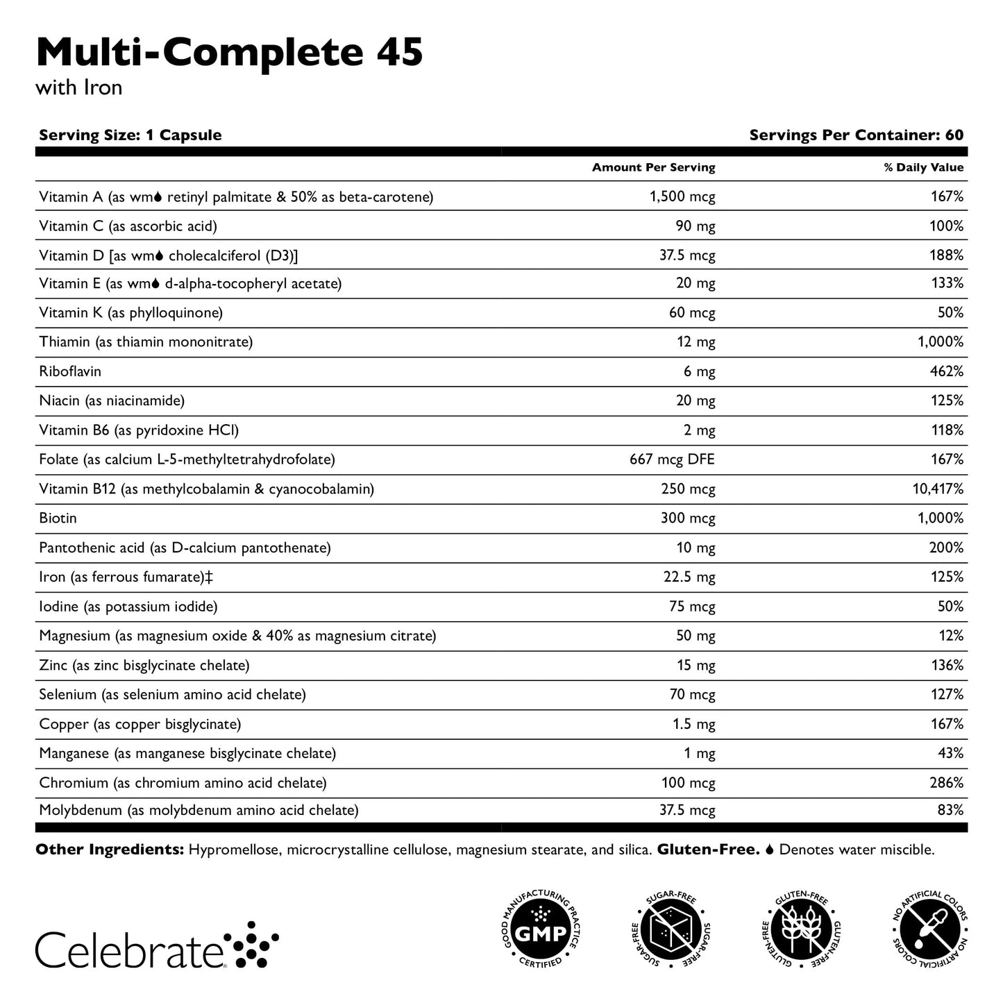Celebrate Vitamins Multi-Complete 45mg Iron – Bariatric Multivitamin (180 Capsules)
