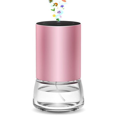 Waterless 100ml Car Diffuser – Battery Powered, Cordless Aromatherapy, 7-Color LED (Pink) with Timer