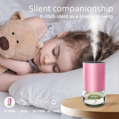 Waterless 100ml Car Diffuser – Battery Powered, Cordless Aromatherapy, 7-Color LED (Pink) with Timer
