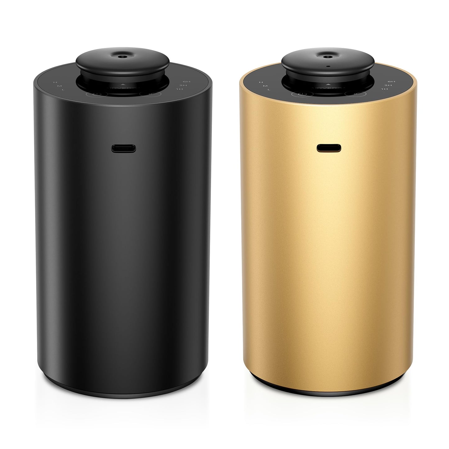 Waterless Essential Oil Diffuser 2 Pack – 3 Mist Levels, Timers, Black & Gold