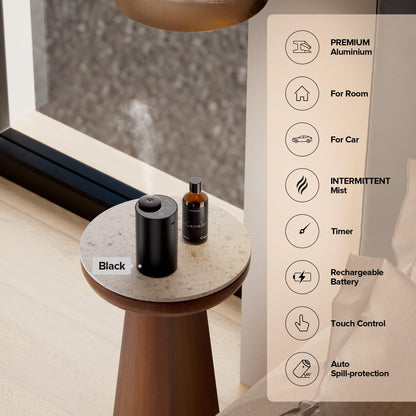 Waterless Essential Oil Diffuser 2 Pack – 3 Mist Levels, Timers, Black & Gold