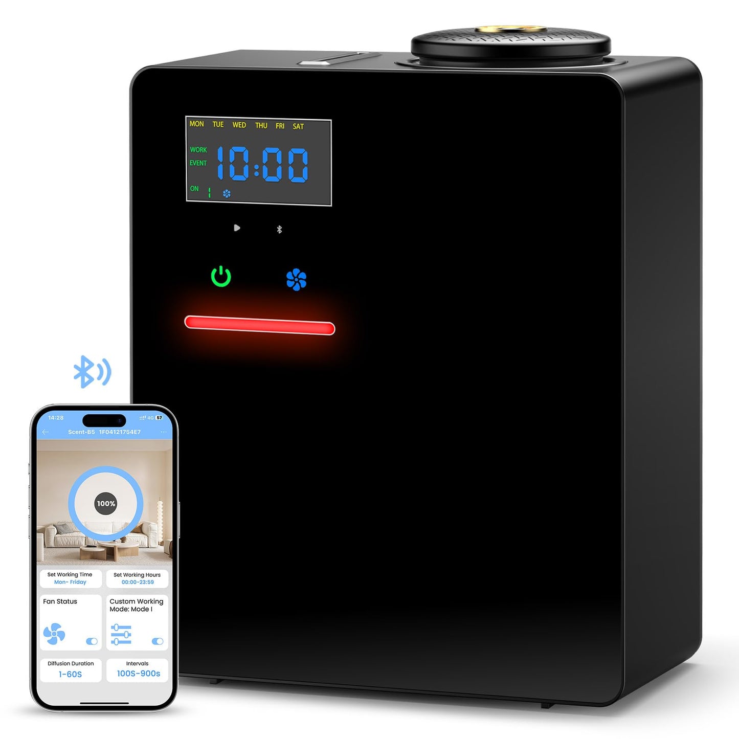 Waterless Essential Oil Diffuser - 5000 Sq Ft Coverage for Large Homes, Hotels & Offices | Bluetooth App Control