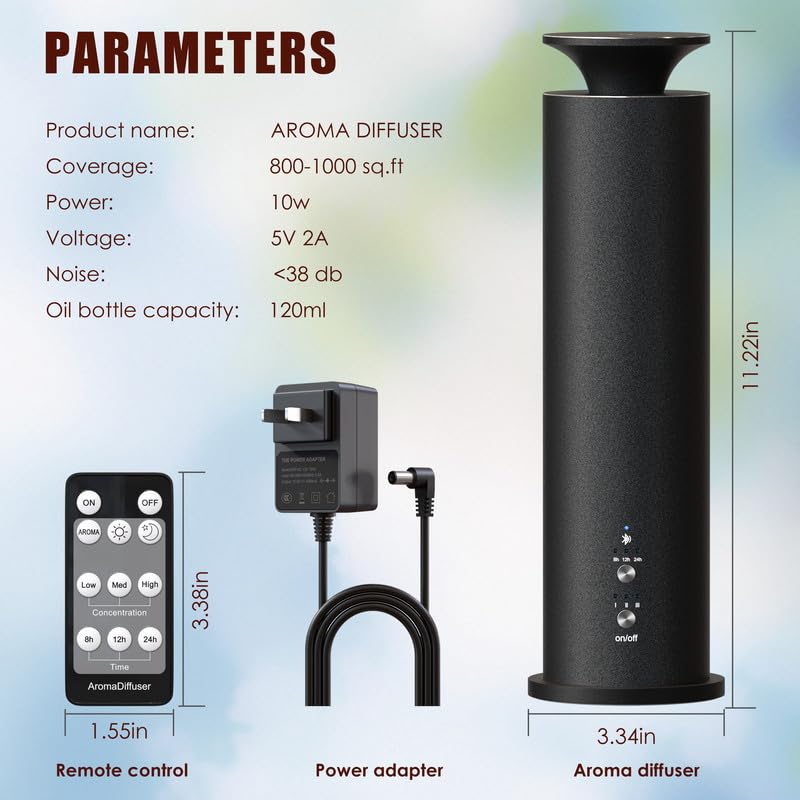 Waterless Diffuser Machine - 3.5 oz Capacity, App Control, 1800 Sq Ft Coverage, Ancient Silver
