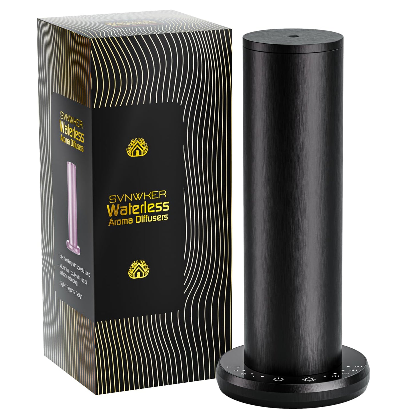 Waterless Essential Oil Diffuser - Aromatherapy Diffusers for Home, Large Room, 1000 sq.ft, Black