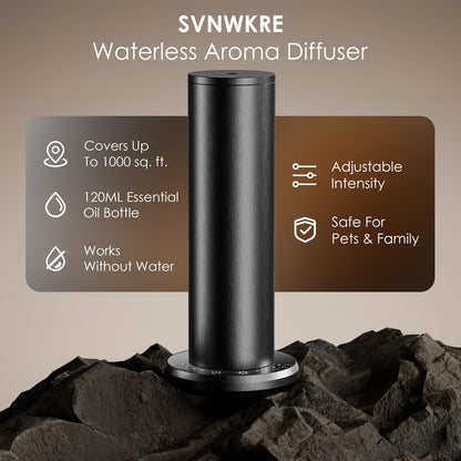 Waterless Essential Oil Diffuser - Aromatherapy Diffusers for Home, Large Room, 1000 sq.ft, Black