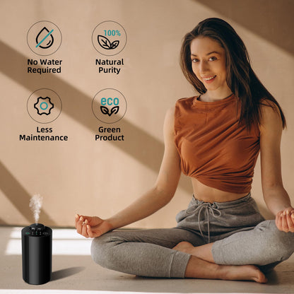 Waterless Essential Oil Diffuser – Battery-Operated, 4 Timers, 3 Mist Levels (Black)