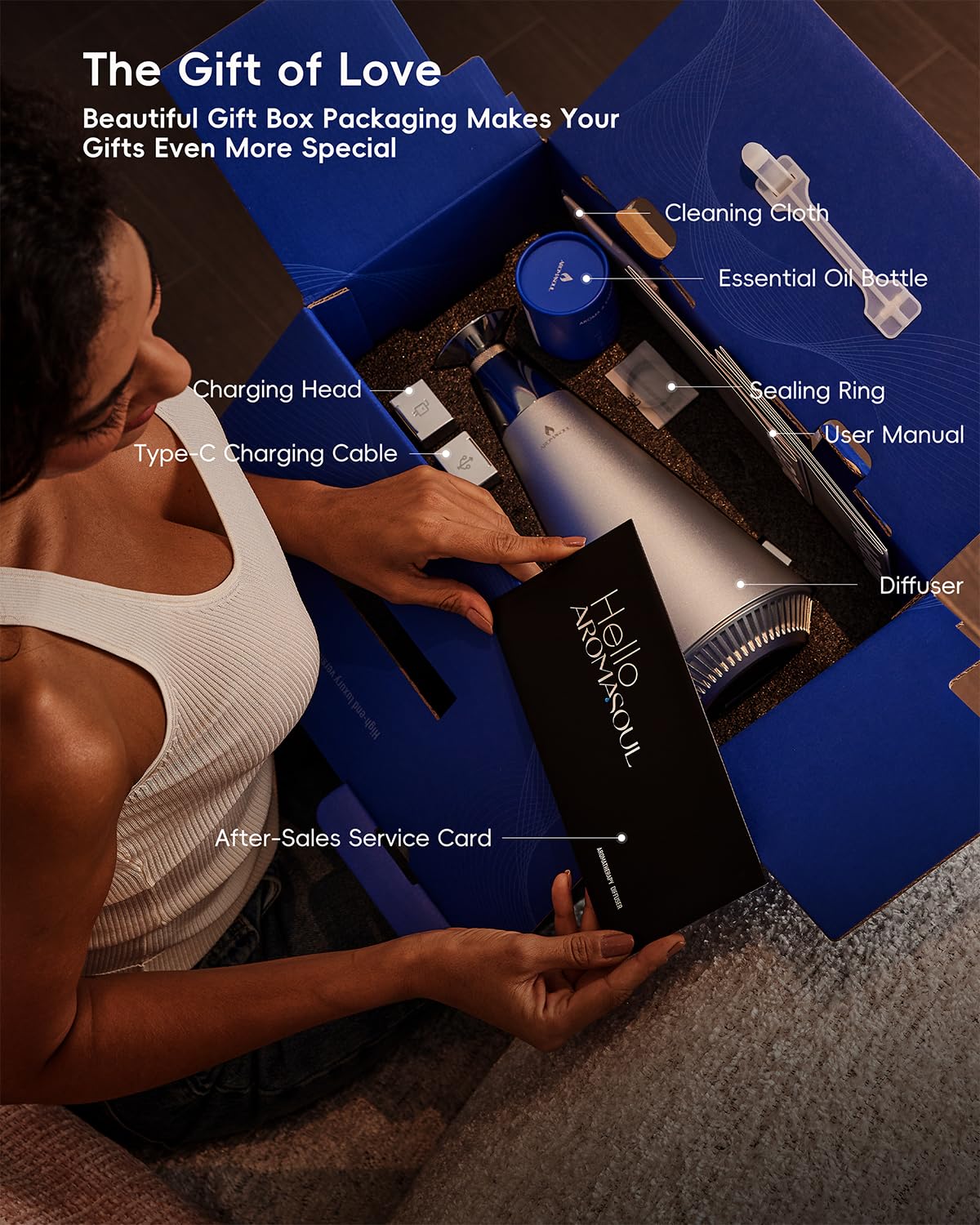 Waterless Scent Diffuser Starter Kit - 1500 Sq Ft Coverage, Alloy Atomization, Smart Rechargeable Diffuser, 120ml Oil, Silver