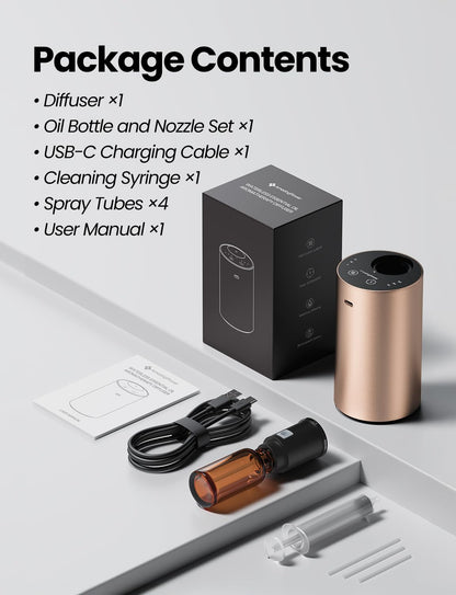 Waterless Essential Oil Diffuser - Desert Titanium, 3 Mist Levels & Rechargeable