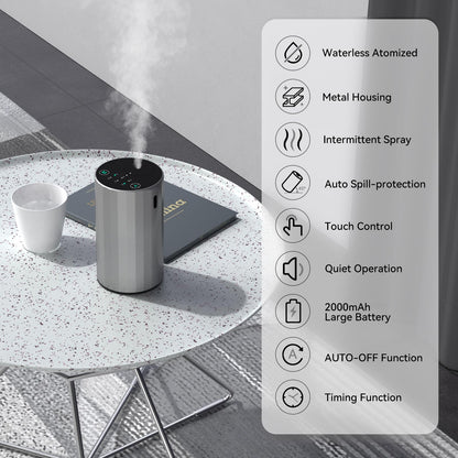 Waterless Essential Oil Diffuser – Portable Nano Mist (Silvery)