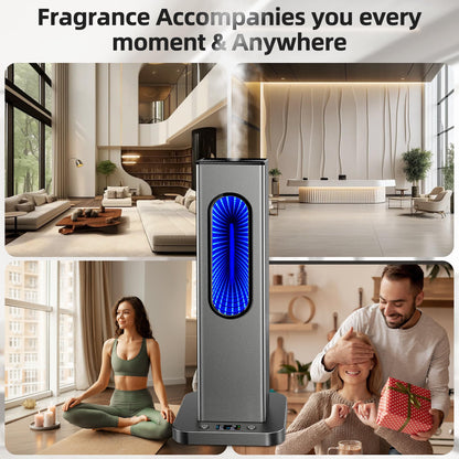 Waterless Essential Oil Diffuser - Rechargeable, App Remote, LCD