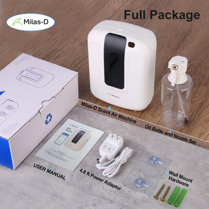 Waterless Essential Oil Diffuser for Home & Commercial – 13.5 fl oz, Up to 2000 sq ft | Milas-D
