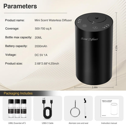 Waterless Essential Oil Diffuser Starter Kit — Battery-Operated, No Water Needed