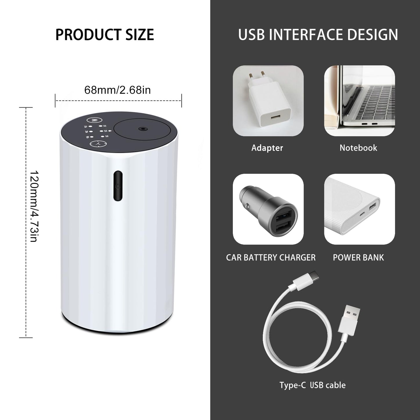 Waterless Essential Oil Diffuser – Portable Nano Mist (White-2)