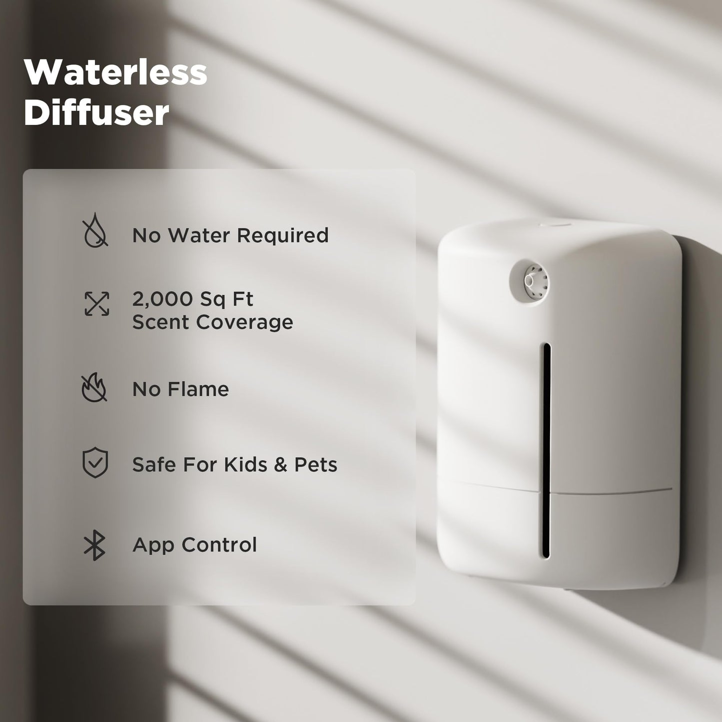 Waterless Essential Oil Diffuser White | App-Controlled Scent Machine for Home, Hotel & Office