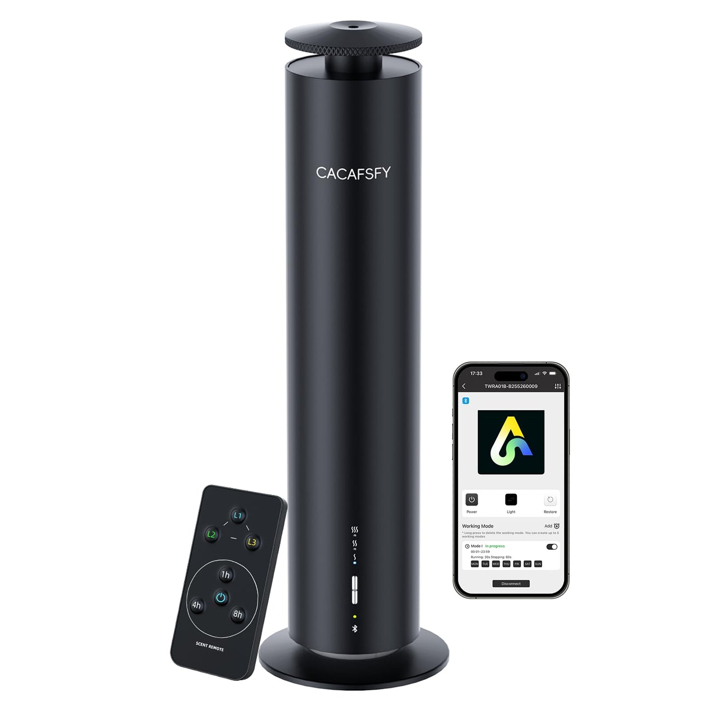 Waterless Hotel Scent Diffuser with Smart App Control - 1000 Sq Ft Coverage - Black