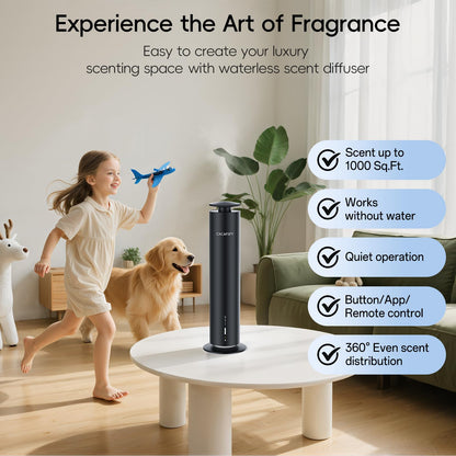 Waterless Hotel Scent Diffuser with Smart App Control - 1000 Sq Ft Coverage - Black