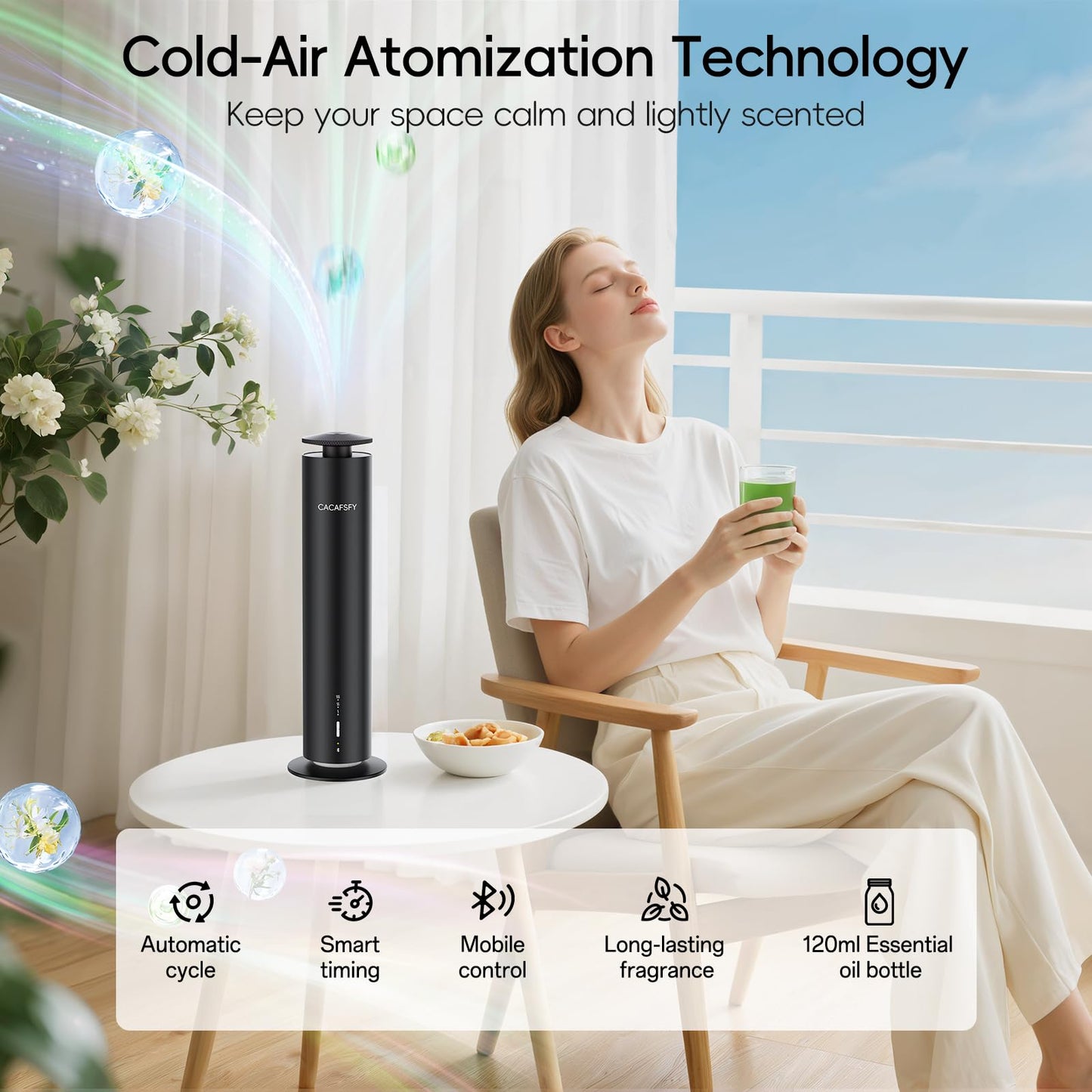 Waterless Hotel Scent Diffuser with Smart App Control - 1000 Sq Ft Coverage - Black