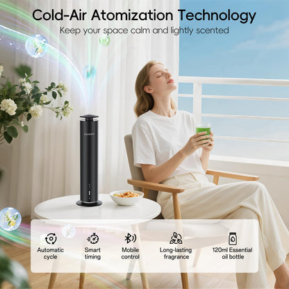 Waterless Hotel Scent Diffuser with Smart App Control - 1000 Sq Ft Coverage - Black