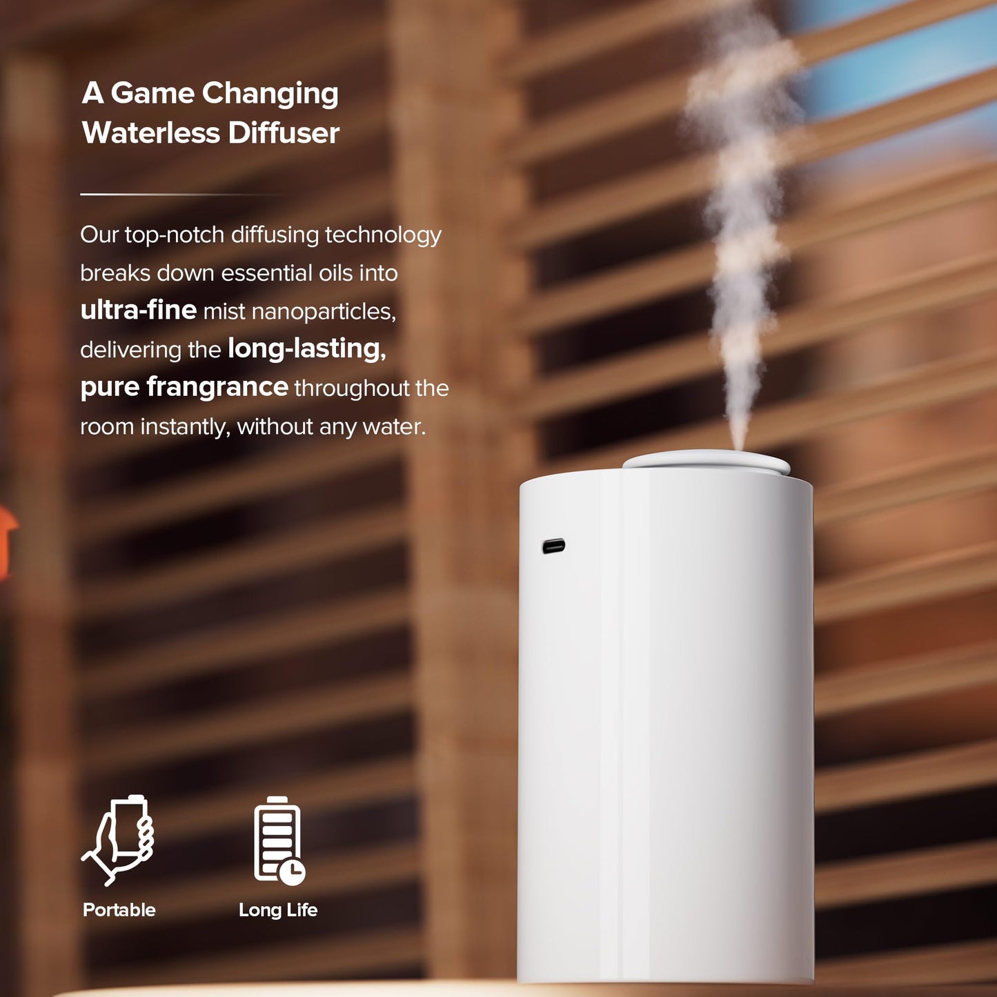 Waterless Essential Oil Diffuser AN7 White | 600 sq ft, 3 Mist, 4 Timer