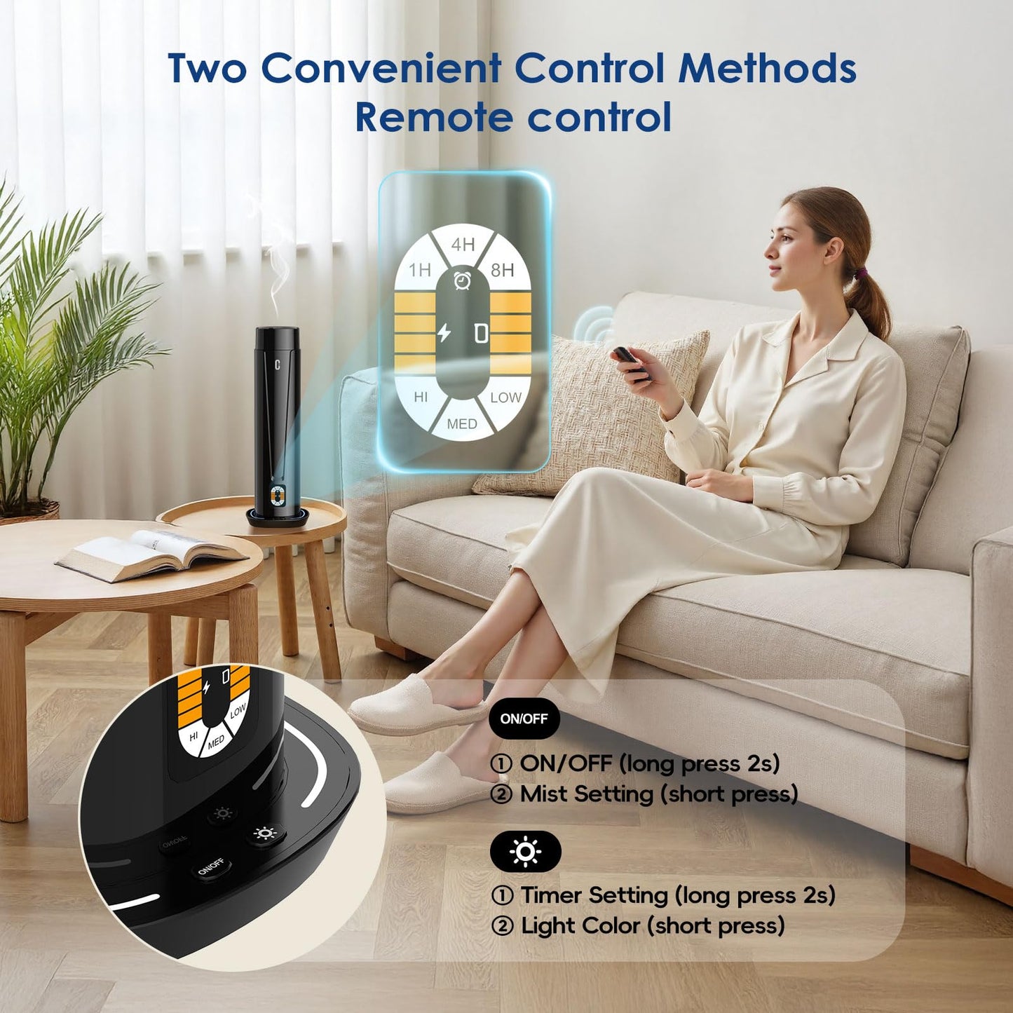 Waterless Scent Diffuser – 1200 Sq Ft Coverage, Remote, LED Light & Timer | Home, Office, Hotel