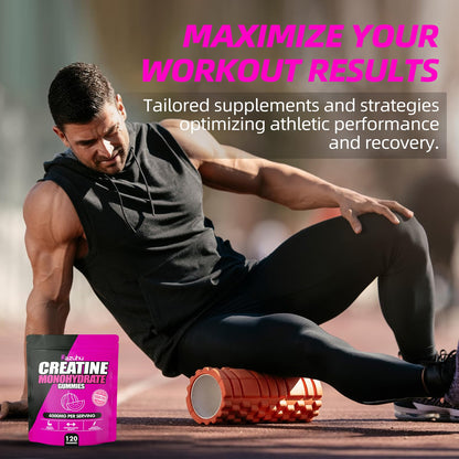 Creatine Monohydrate Gummies Sugar Free – Watermelon (120 count) | Pre-Workout for Men & Women