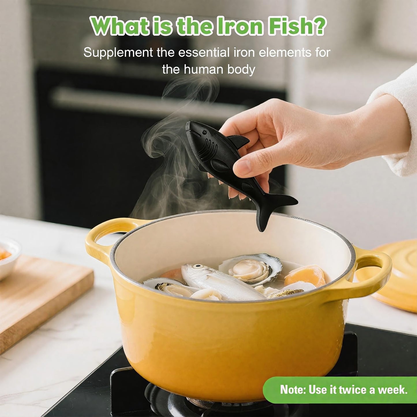 Watstion Iron Fish 2 Pack – Natural Black Iron for Food & Water, Safe Cooking Tool & Iron Supplement