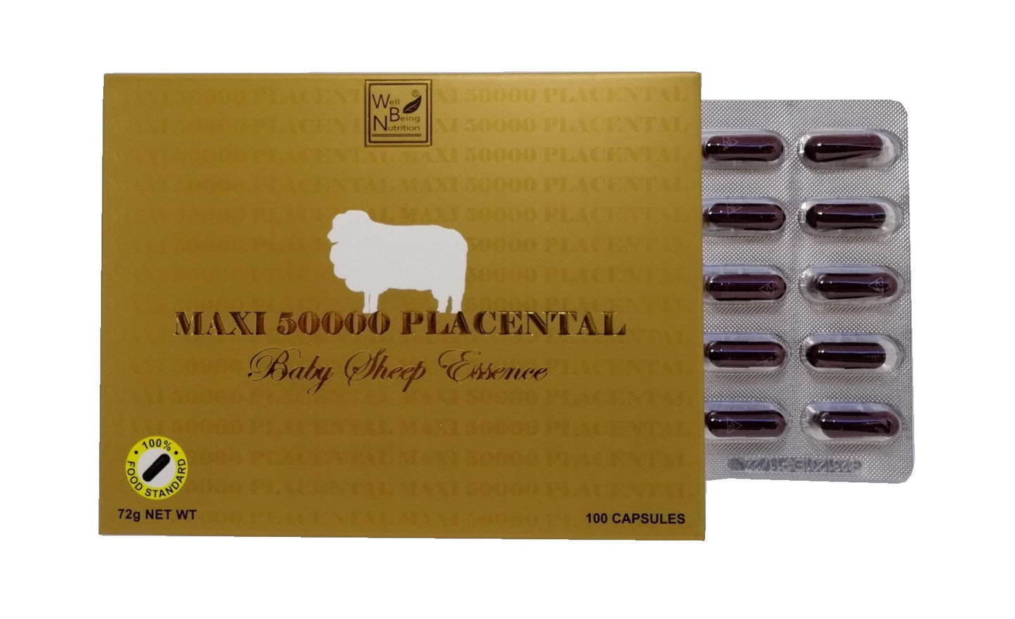 Wealthy Health Sheep Placenta Supplement – 50,000 mg, 100 Capsules (Australia)