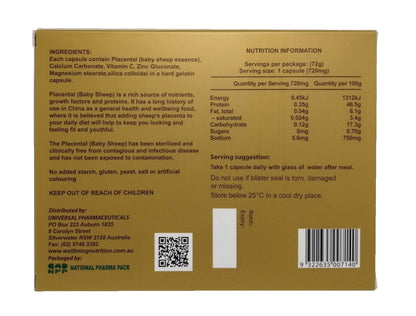 Wealthy Health Sheep Placenta Supplement – 50,000 mg, 100 Capsules (Australia)