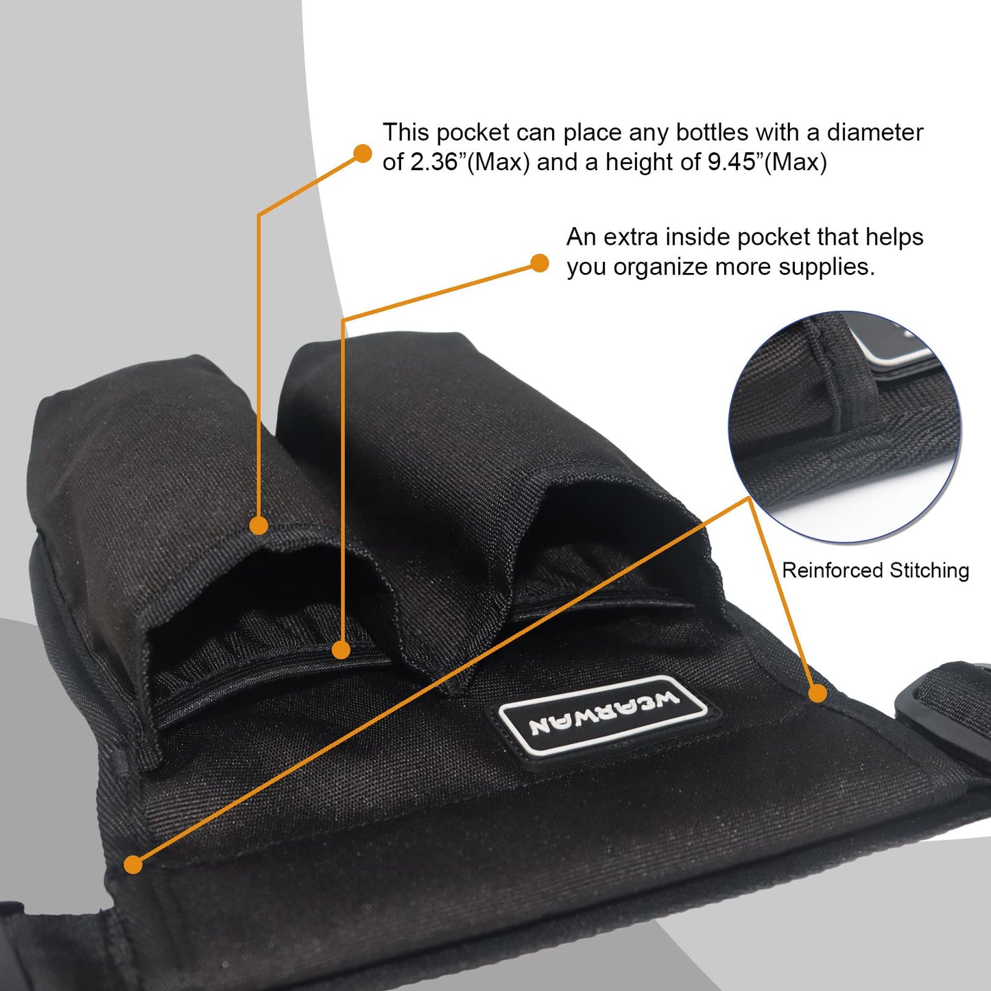 WEARWAN Massage Oil Holster – Adjustable, Durable Waist Bag (Bag Only, 2B-Black)