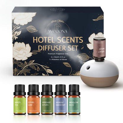Wecona Waterless Rechargeable Scent Diffuser – Hotel Collection with 6 Oils | Two Modes