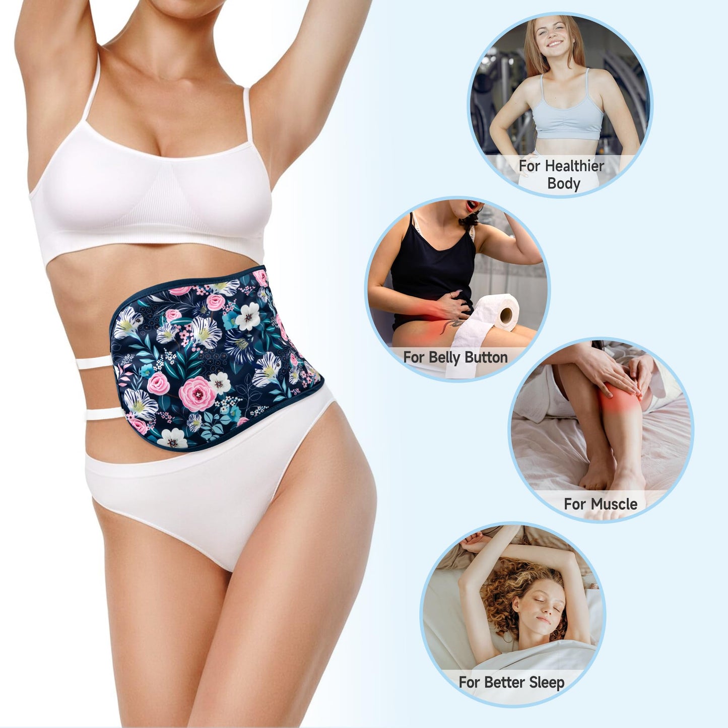 wegreeco Castor Oil Pack Wrap - Reusable, Machine Washable Castor Oil Packs for Liver & Stomach - Rose | Adjustable Strap | Oil Not Included