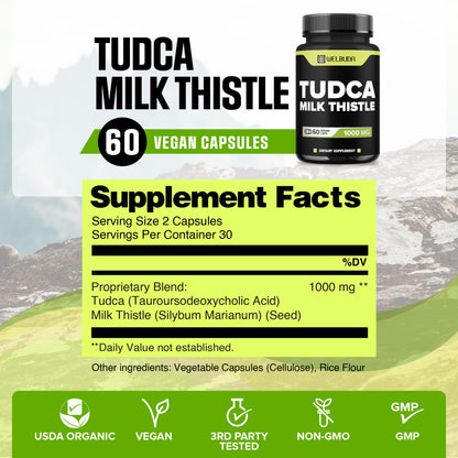 WELBUDA Tudca 1000mg + Milk Thistle - 60 Vegan Capsules