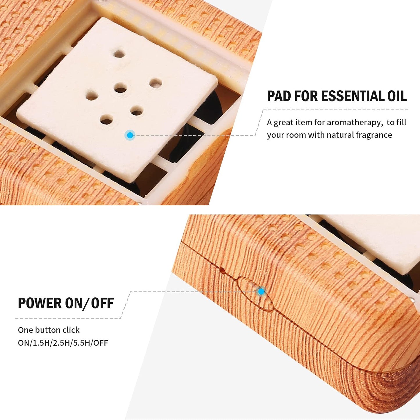 Weljoy Wood Grain Portable Essential Oil Diffuser – Waterless, Quiet & USB Rechargeable (Wood Grain)