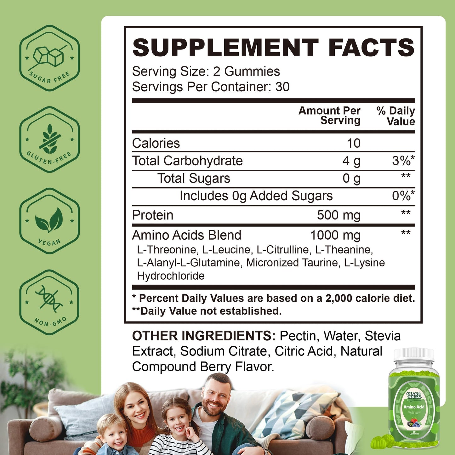 Well&Whole Bcaa Gummies – 9-in-1 EAA Gummies for Women & Men, Energy & Muscle Recovery Support – Mixed Berry, 30 Servings