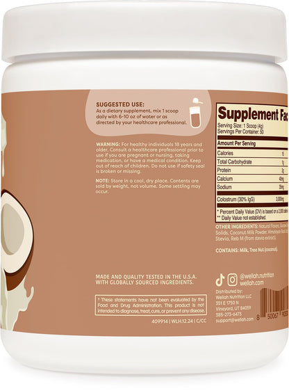 Wellah Colostrum Coconut Cream – 50 Servings, 3g Per Serving, Stevia-Sweetened