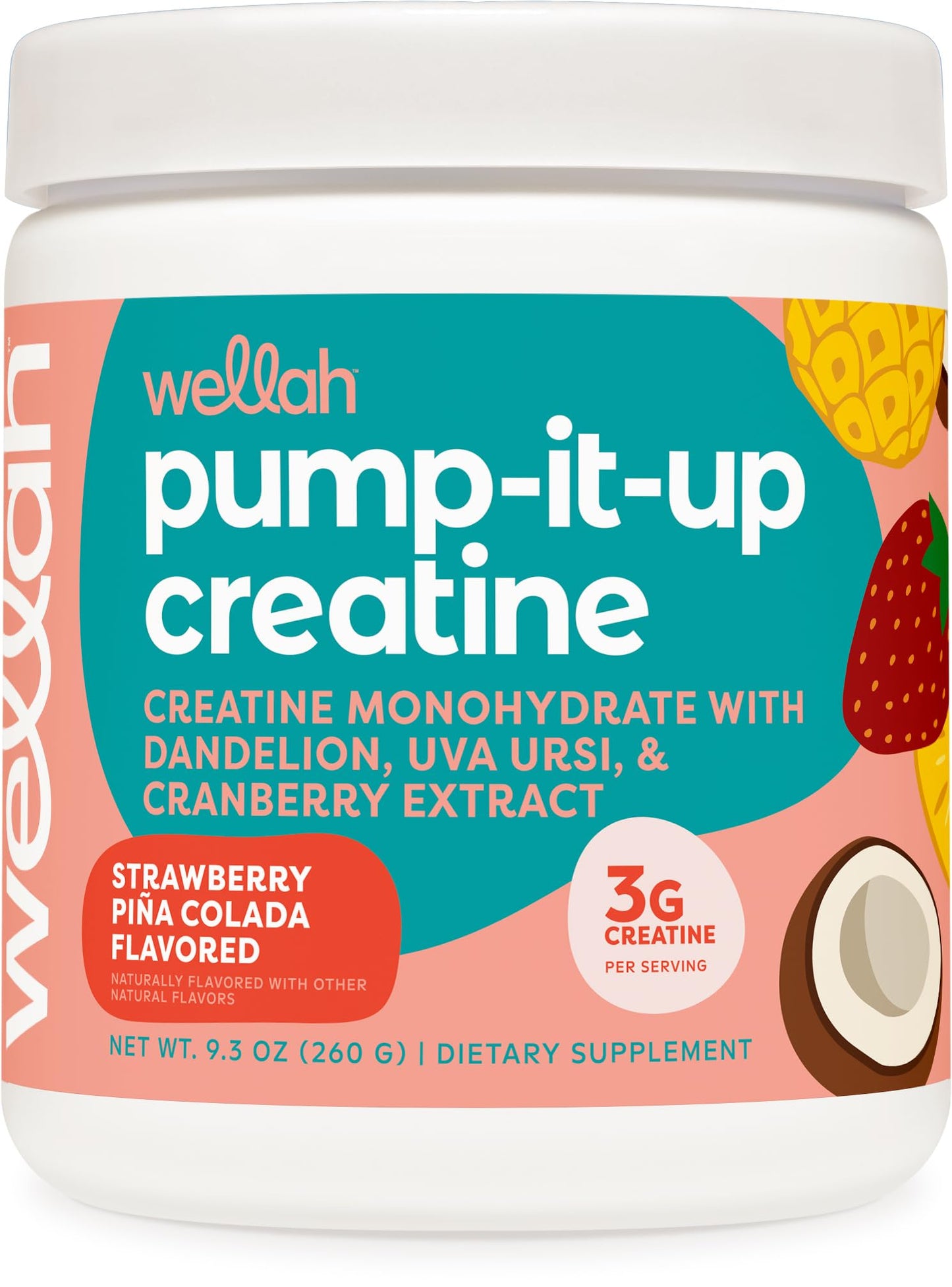 Wellah Creatine for Women – 50 Servings, Strawberry Pina Colada