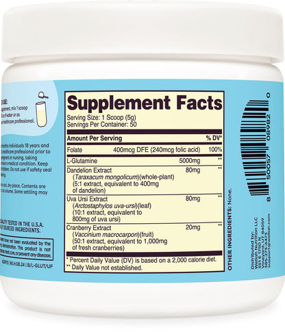 Wellah L-Glutamine Powder Unflavored (50 Servings) - 5g per Serving, Stevia-Sweetened