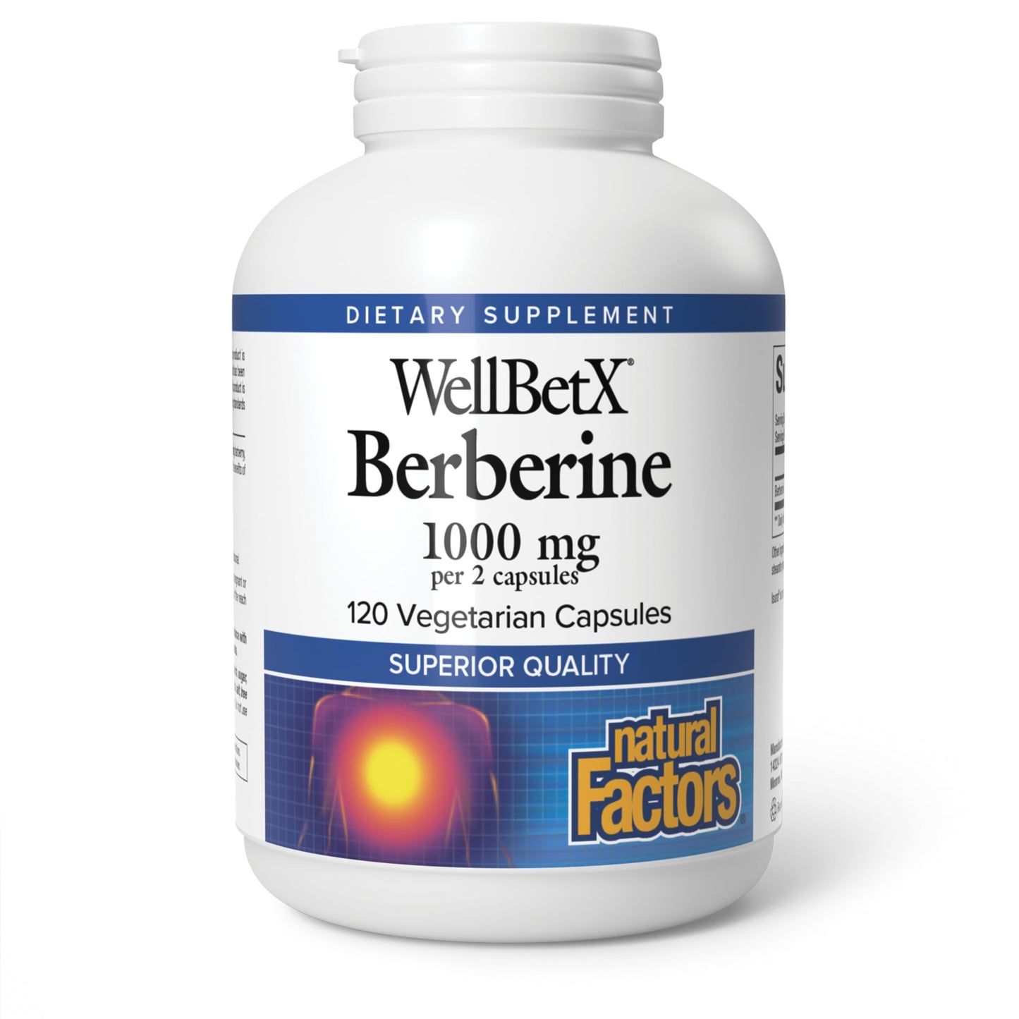Natural Factors WellBetX Berberine – 500 mg Daily Capsule for Metabolic & Heart Health | Gluten-Free & Vegan | 120 Vegetarian Capsules